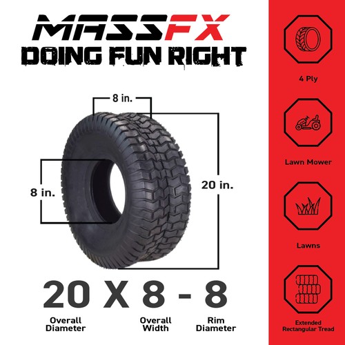 Neumático de césped MASSFX 20x8-8 para carritos de golf y cortadoras de césped 4 capas - Imagen 2 de 9