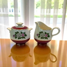 Homer Laughlin Cavalier Eggshell Cream & Sugar Set Circa 1950 USA