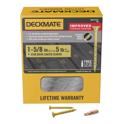 DECKMATE Deck Screws 1-5/8'' Tan Coated Flat-Head #8 Wood Fastener (5-Lbs/735-Pc)