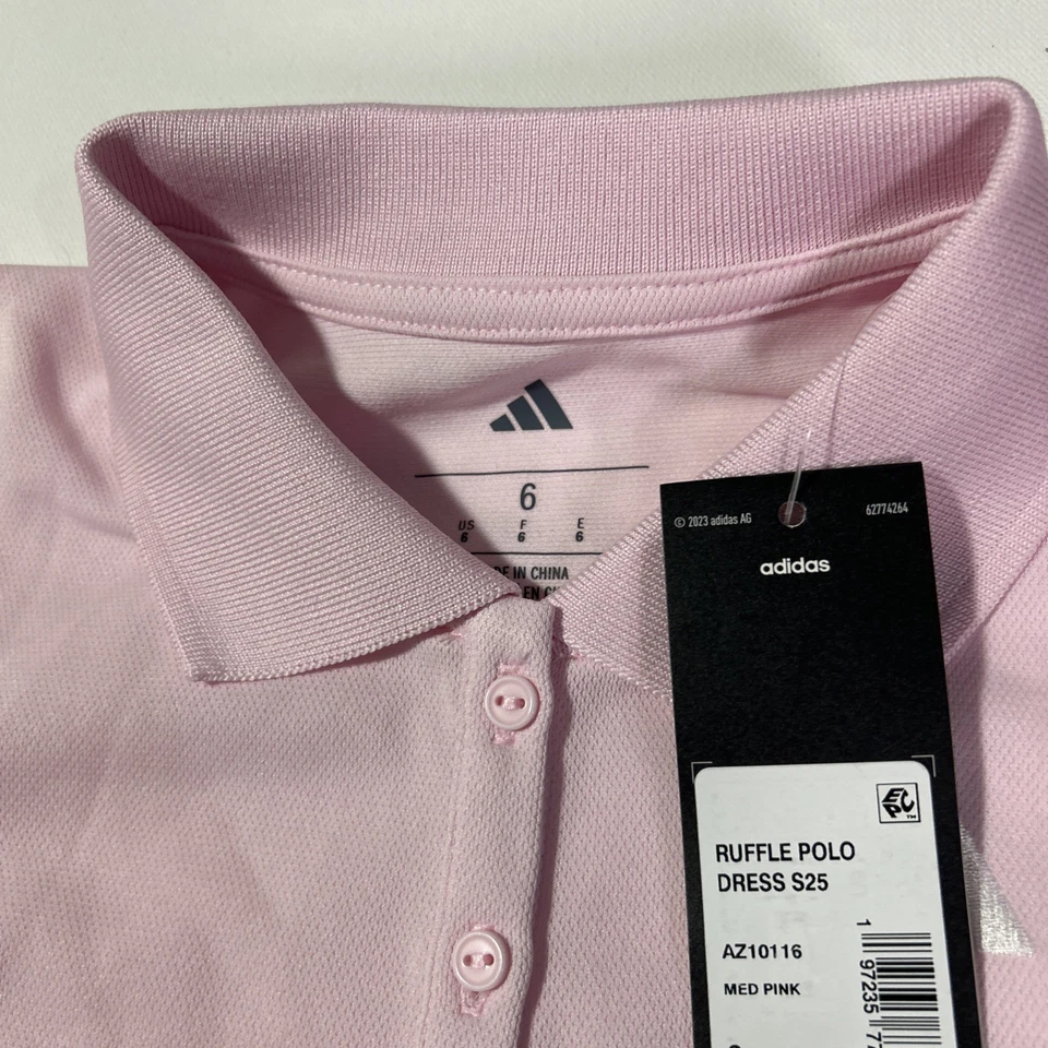 Новый с Ярлыками Adidas девочек розовый поло платье оборки низ Athletic Activewear размер 6 - Изображение 4 из 4