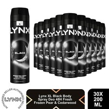 Lynx XL Black Body Spray Deo 48H Fresh Frozen Pear & Cedarwood 200ml, 30 Pack