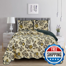 Grand Linen 3-Piece California Cal King Size Wave Edged Oversized Quilt Set 120