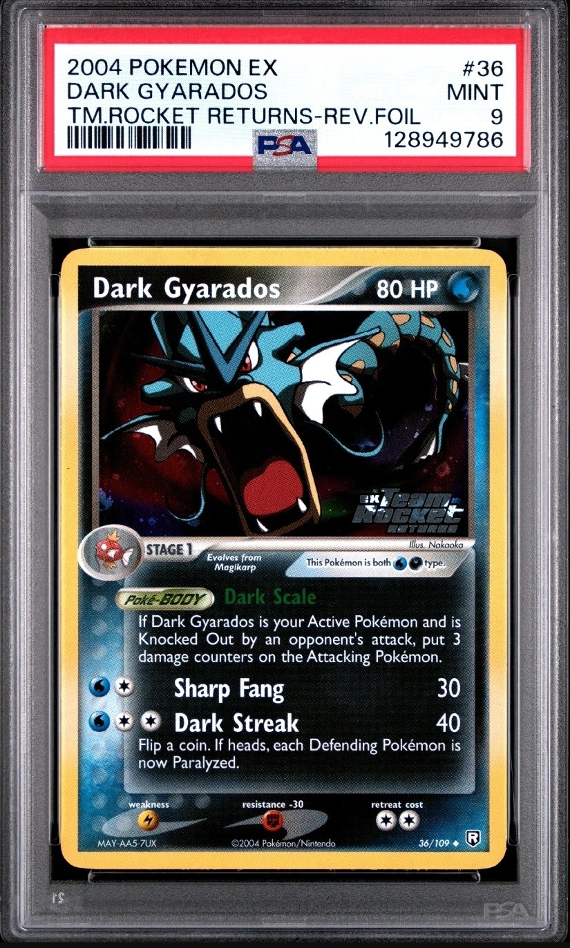 NEW CERT Dark Gyarados Reverse Holo #36/109 ex Team Rocket Returns - PSA 9