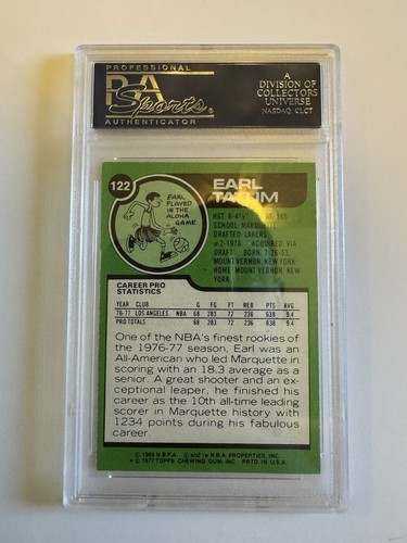 Carta Earl Tatum firmata 1977 Topps #122 Los Angeles Lakers PSA/DNA spedizione veloce - Foto 2 di 2