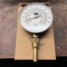BRANNAN 100MM DIAL BOTTOM ENTRY THERMOMETER 0/120C & F DIRECT MOUNTING 1/2" BSP