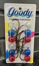 Vtg New 1989 Goody Twin Bead Ponytail Holders Jelly Red White Blue July 4 9690/6