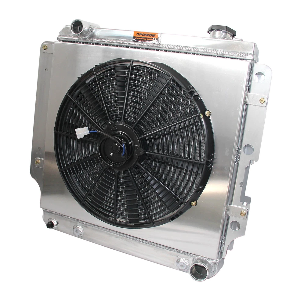 3 Row SPAWON Fit 1987-2006 Jeep Wrangler YJ Chevy V8 Radiator+Fan Shroud AT - Image 3 of 4