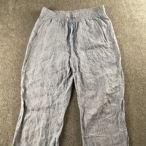Athleta Cabo Leinenhose weites Bein Chambray natur leichte Hose blau Größe 8 - Bild 3 von 11