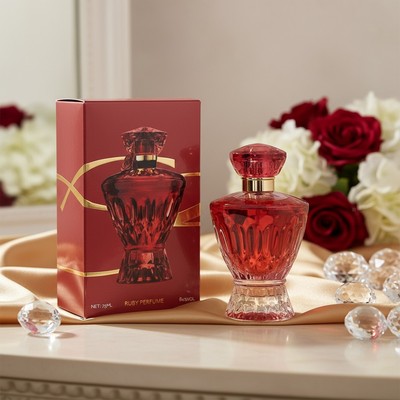 New 75ml Ruby Eau De Parfum Spray Women's Perfume Red Crystal Bottle 80% Vol