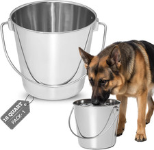 16 Quart Heavy Duty Stainless Steel Bucket for Dogs, Livestock Farm Use
