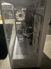 MUSETEX White Tempered Glass Steel Computer Case with Fans and Glass Side Panel