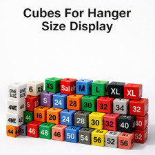 50 NEW SIZE CUBES FOR GARMENT CLOTHES MARKER PACK FOR HANGER SIZE DISPLAY 