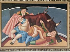 FERNANDO BOTERO - Quadro OPERA SU TELA Riproduzione Corrida e Flamenco Cm. 90X60