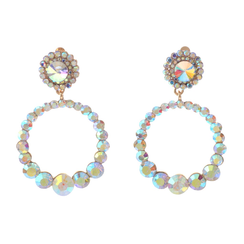 Gold Tone Metal Crystal Rhinestone Clip-On Earrings ER2639-GAB