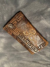 RRL Ralph Lauren Vintage Leather Wallet Embroided Brown Excellent Condition