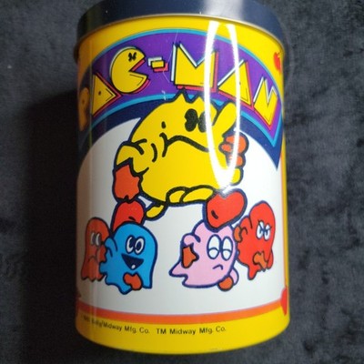 Pac Man Tin Container Storage Box Retro 80s Arcade Game Collectible
