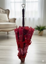 Red & Pink Handmade Glitter Petal Decorative Umbrella / Parasol