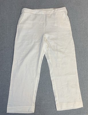 NWT Chicos White Linen Wide Leg Pant Womens 3 (US 16R) Coastal Beach Woven