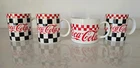 Vintage Gibson Coca Cola Set Checkered Coffee Mug Cup - Set Of 4