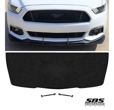 GT350R style FRONT SPLITTER+2 SUPPORT RODS for2015-2017 MUSTANG nonPP GT, V6 &EB
