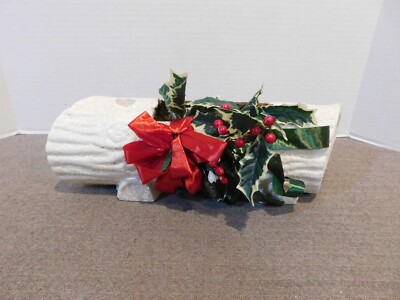 Vintage Mica Log Planter Candle Holder