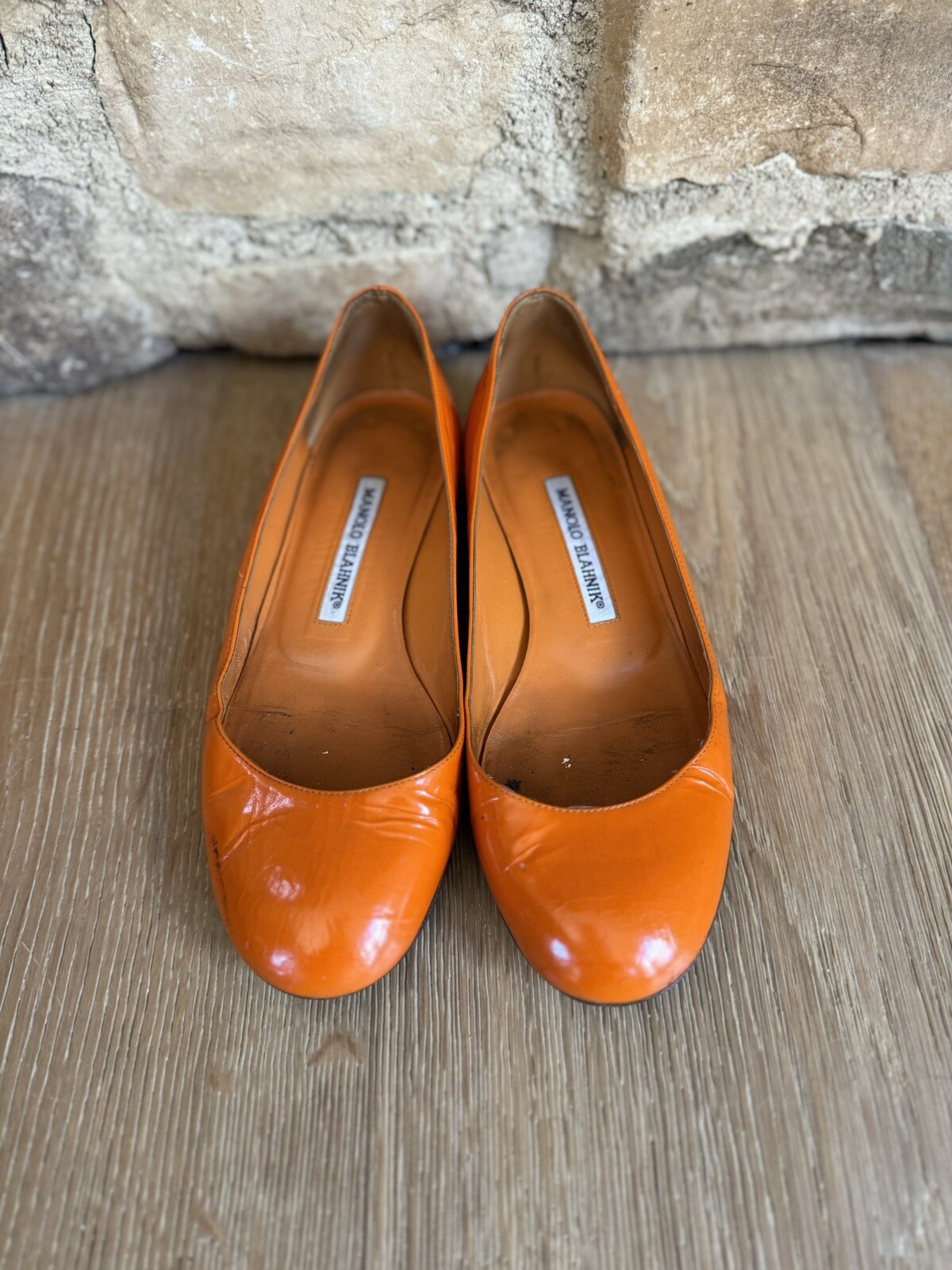 Manolo Blahnik Orange Flats Size 36 - image 3