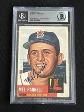 MEL PARNELL 1953 TOPPS SIGNED AUTOGRAPHED CARD #19 BECKETT BAS AUTHENTIC