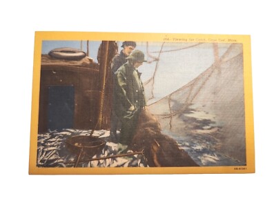 Postcard Vintage Viewing The Catch, Cape Cod Mass A85