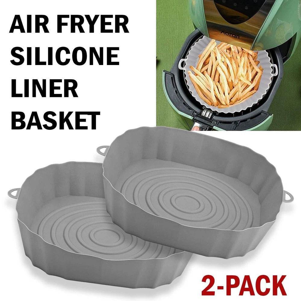 Air Fryer Silicone Pot Baskets Liners Non-Stick Safe Oven Baking Tray Mats(2PCS)