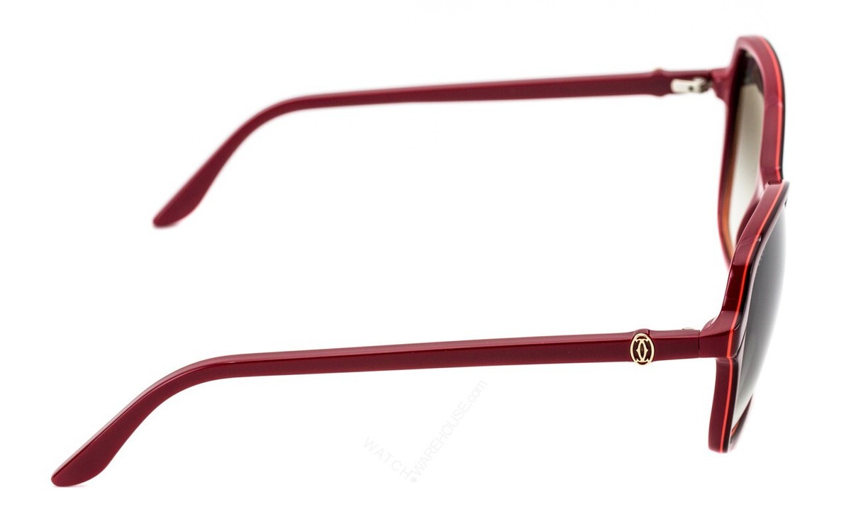 CARTIER Double C-Decor 56-18-140 MM Burgundy Composite Sunglasses