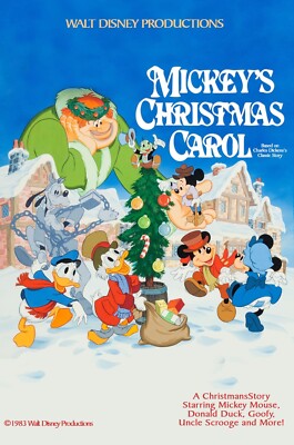 1983 Mickeys A Christmas Carol Movie Poster 11X17 Scrooge McDuck