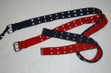 WOMENS Mens Belt LOT 1.5" Wide SILVER EYELETS Grommets NAVY RED Canvas XL