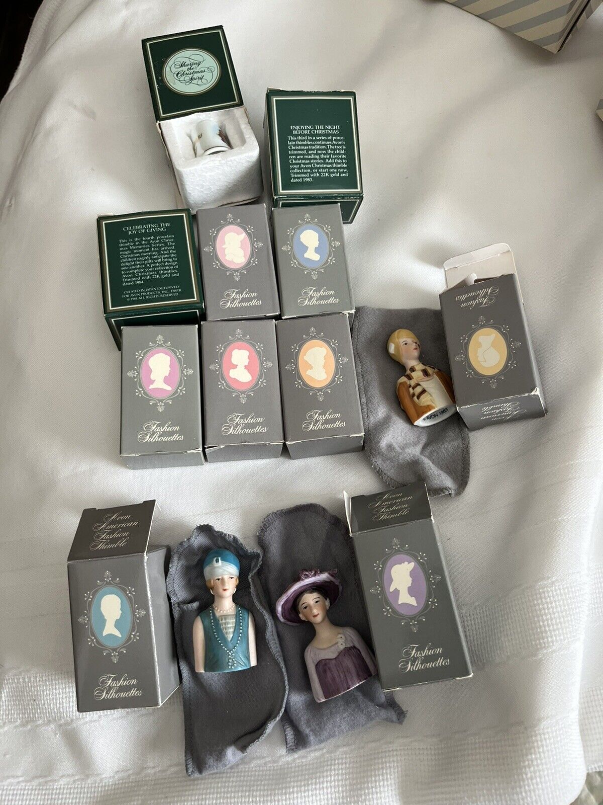 11 Avon Thimbles Fashion Silhouettes And Christmas in Boxes