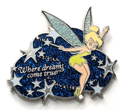 Disney Tinkerbell Where Dreams Come True Exclusive Pixie Dust Pin Glitter Stars