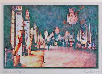 Paris 223092 Besucher im Spiegelsaal Schloss Versailles A3 Aquarell p