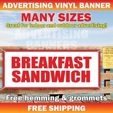 BREAKFAST SANDWICHES Advertising Banner Vinyl Mesh Sign Restaurant Dinner Lunch