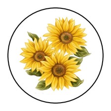 sunflower stickers, labels, tags, envelope seals yellow