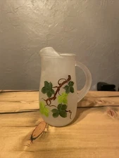 Vintage Frosted Glass 8" Juice Pitcher