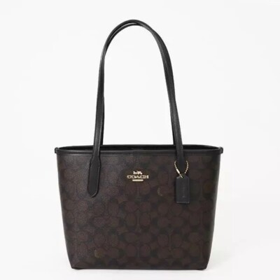 【美品】COACH Coach Small City Tote In Signature Canvas CU759 outlet new, $188.00