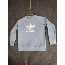 Adidas Adicolor Logo Sweatshirt Pullover Crew Neck Classic Style Blue Men Sz L