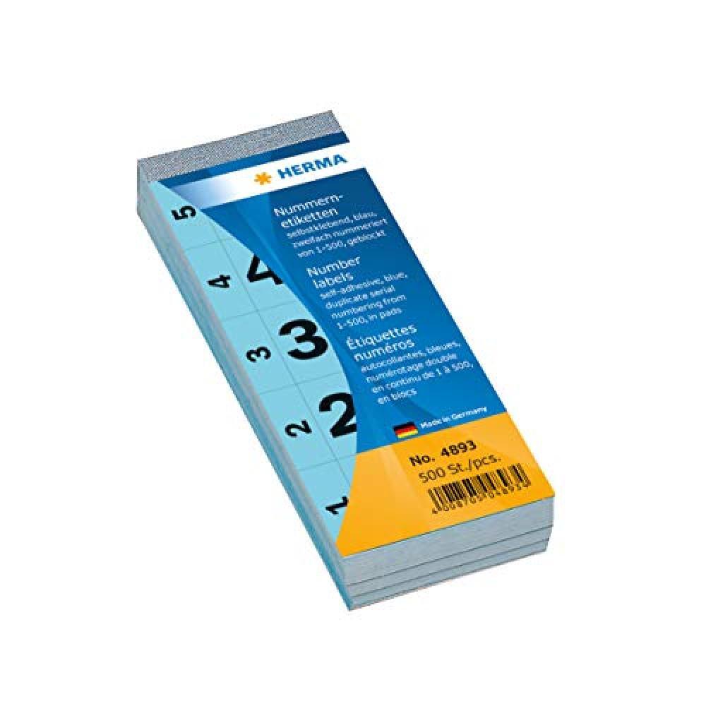 Herma Number blocks self-adhesive 1-500 blue 28x56mm - NUOVO