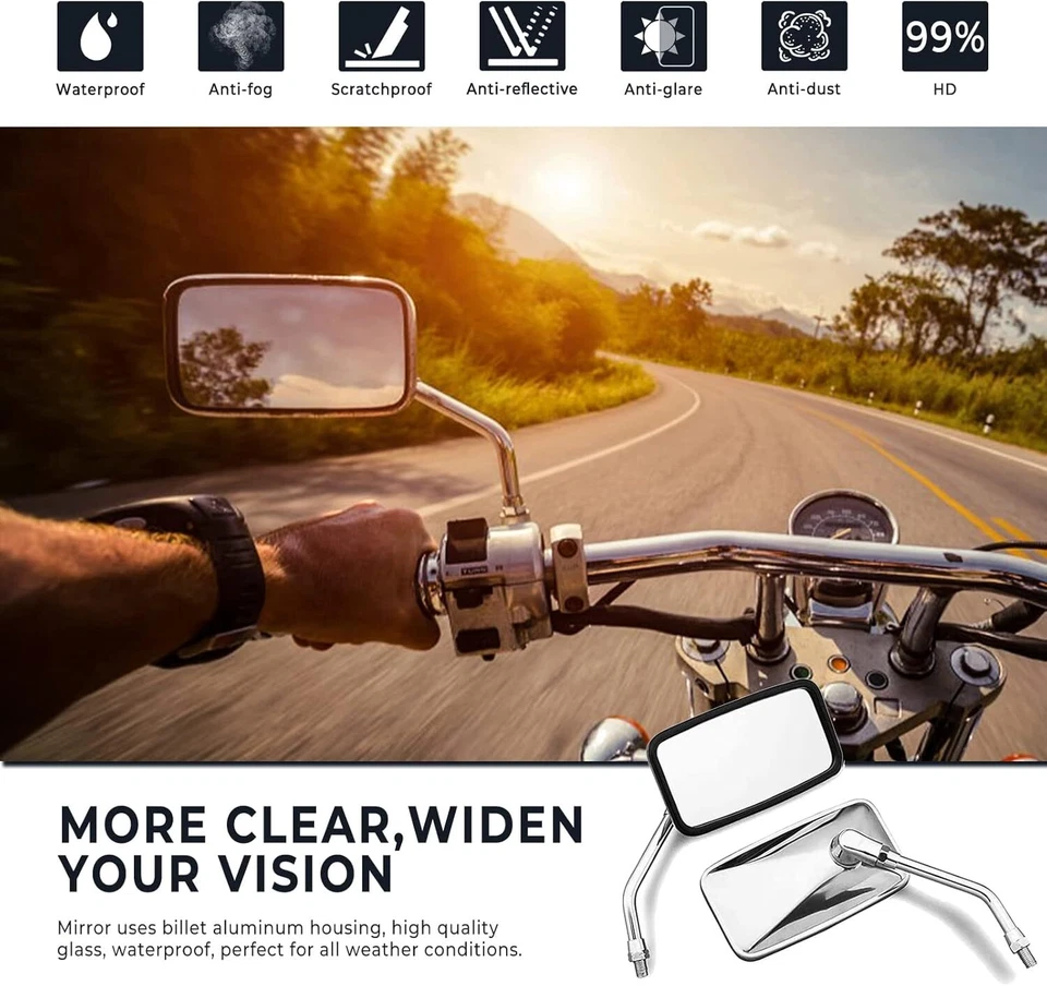 Espejos retrovisores laterales rectangulares para motocicleta Honda Rebel 250 CMX250C 300 CMX300 Foto 4 de 4