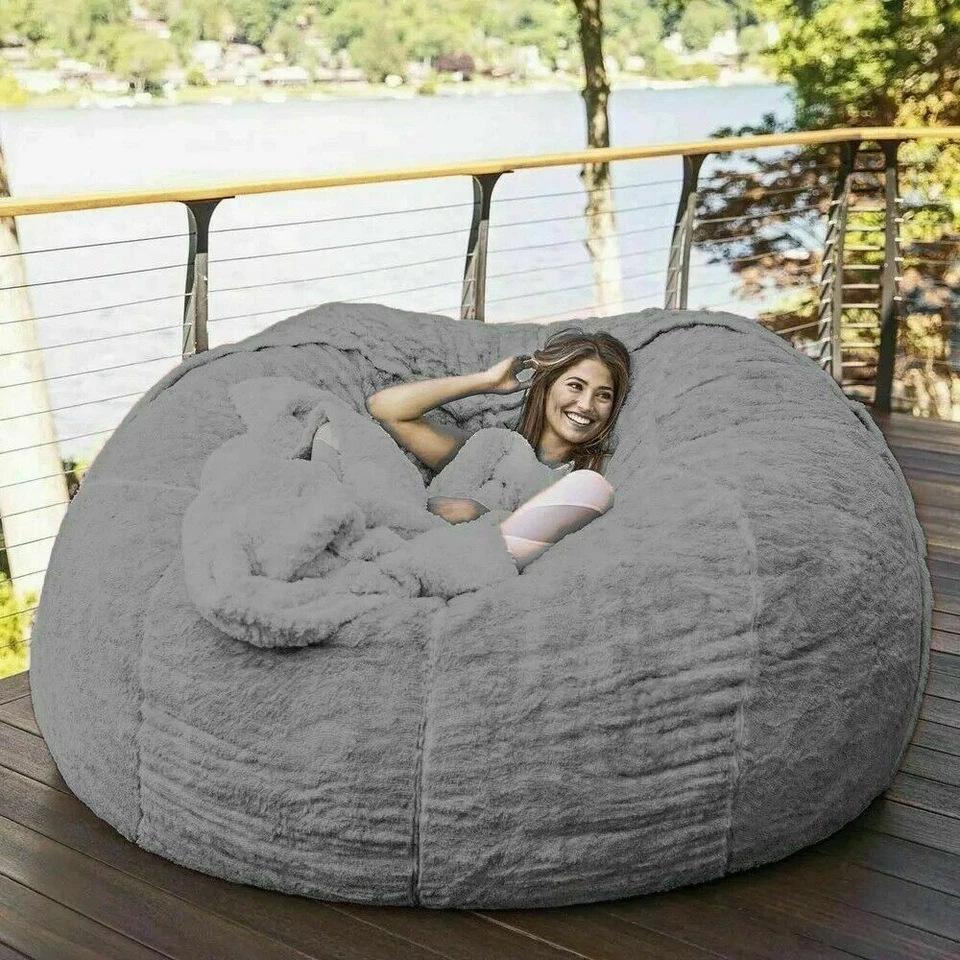 Microsuede 7ft Foam Giant Bean Bag Memory Living Room Chair Lazy Sofa Soft Cover - Image 3 of 4