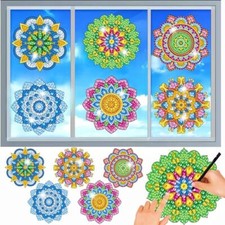6 PCS Diamond Painting Kits for Suncatchers Mandala Art Stained Glass Window