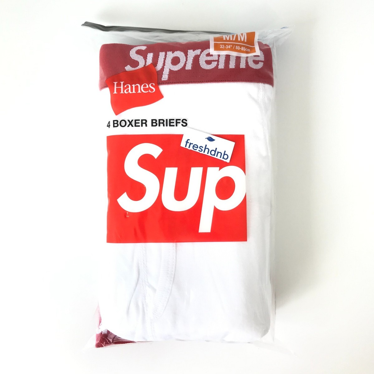 Supreme Hanes Boxer Briefs - White - Medium- Pack of 4 - 100