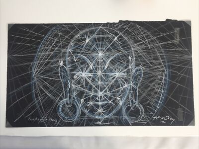 Ultra Rare 1986 Original Alex Grey Signed Art Buddha Mind Study OOAK