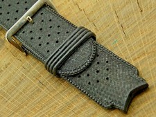 NOS Vintage Black Rubber Watch Band w Silver Tone Buckle 17.5mm Unused Wide Mens