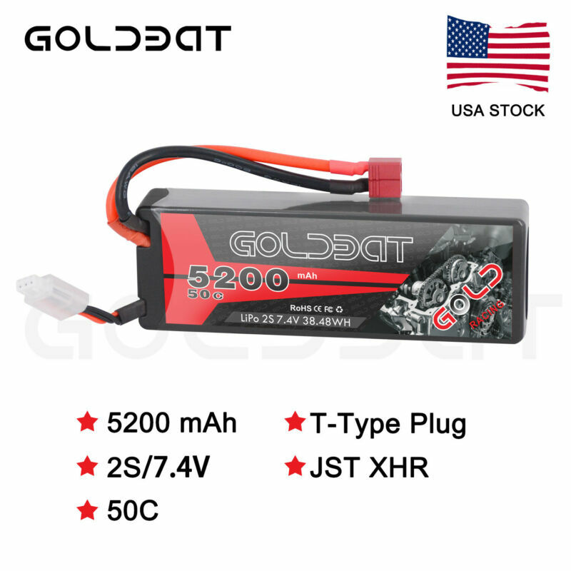 50C 2S 5200mAh 7.4V Lipo Battery Hardcase Deans Plug for RC Car Truck Buggy Boat