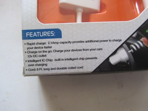 Energizer 2.1 A Car Charger For 30 Pin Devices Apple (ENG-CCIPDW) - Picture 3 of 4