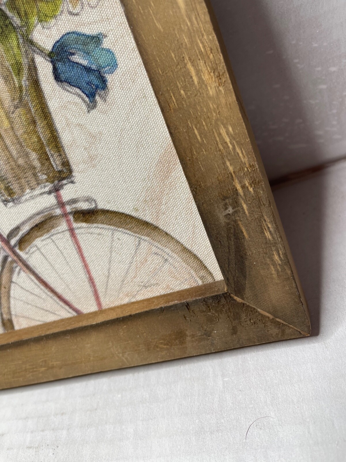 Lisa Audit Paris Bicycle Flower Basket Framed Print Rustic Wooden Frame 12x12"